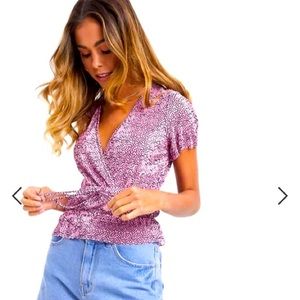 NWT Pull&Bear wrap front top with cinch waist XS